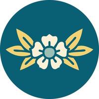 iconic tattoo style image of a flower vector