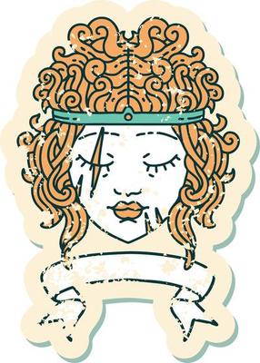 Retro Tattoo Style human barbarian character with banner