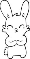 cute black and white cartoon rabbit vector