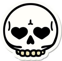 sticker of tattoo in traditional style of a skull vector