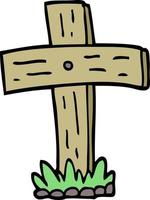 hand drawn doodle style cartoon graveyard cross vector