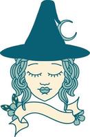 Retro Tattoo Style human witch character face vector