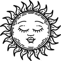 tattoo in black line style of a sun vector