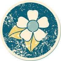 iconic distressed sticker tattoo style image of a flower vector