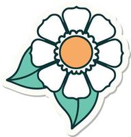 sticker of tattoo in traditional style of a flower vector