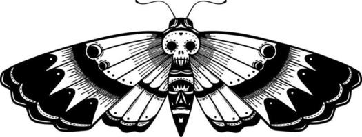 tattoo in black line style of a deaths head moth vector