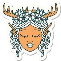 sticker of a elf druid character face vector