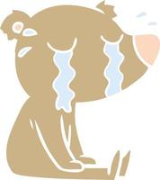 flat color style cartoon bear crying vector