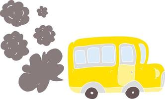 flat color illustration of yellow school bus vector