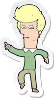 sticker of a cartoon man pointing vector