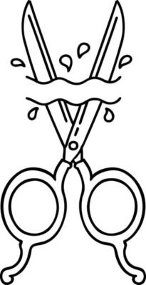 tattoo in black line style of barber scissors