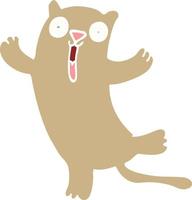 flat color illustration cartoon happy cat vector