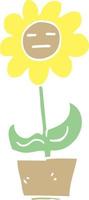 flat color illustration cartoon flower in pot vector