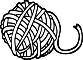 black and white cartoon ball of string vector