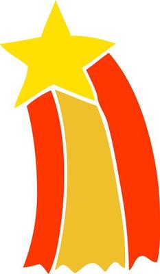 flat color illustration cartoon shooting star
