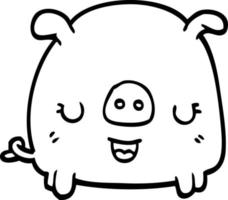 black and white cartoon pig vector