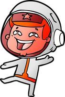 astronauta de dibujos animados feliz vector