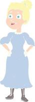 flat color illustration of victorian woman in dress vector