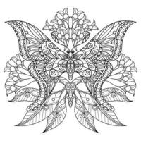 Cute butterfly hand drawn for adult coloring book vector