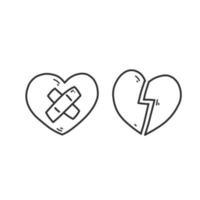 A pair of doodle hearts vector with a white background.