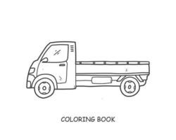 Truck illustration and pickup hand drawn  for coloring and line art. Kids transportation equipment coloring for education. vector