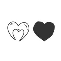 A pair of doodle hearts vector with a white background.