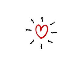 Basic RGB Heart illustration line art for template with black and red color. vector