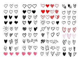 Basic RGB Heart illustration line art for template with black and red color. vector