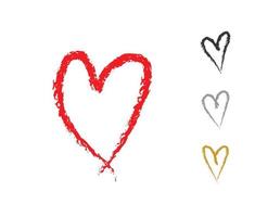Heart illustration line art for template with black and red color. vector