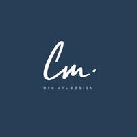 C M CM Initial handwriting or handwritten logo for identity. Logo with signature and hand drawn style. vector
