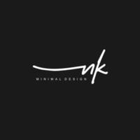 N K NK Initial handwriting or handwritten logo for identity. Logo with signature and hand drawn style. vector