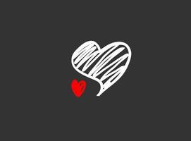 Basic RGB Heart illustration line art for template with black and red color. vector