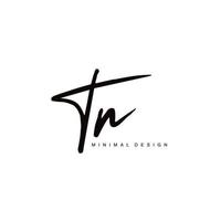 T N TN Initial handwriting or handwritten logo for identity. Logo with signature and hand drawn style. vector