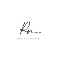 R N RN Initial handwriting or handwritten logo for identity. Logo with signature and hand drawn style. vector