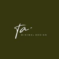 T A TA Initial handwriting or handwritten logo for identity. Logo with signature and hand drawn style. vector