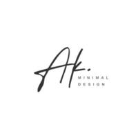 A K AK Initial handwriting or handwritten logo for identity. Logo with signature and hand drawn style. vector