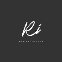 R I RI Initial handwriting or handwritten logo for identity. Logo with signature and hand drawn style. vector