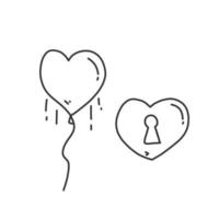 A pair of doodle hearts vector with a white background.