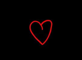 Basic RGB Heart illustration line art for template with black and red color. vector