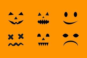 A set of creepy faces for pumpkin for Halloween. vector illustration