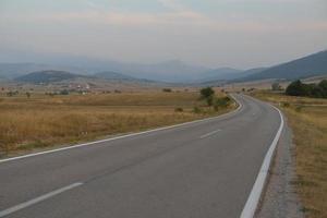 road through the green field photo