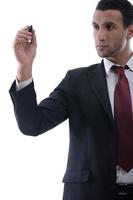 business man draw with marker on empty space photo