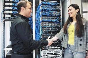 it engineer in network server room photo