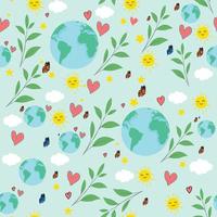 Earth day vector seamless pattern