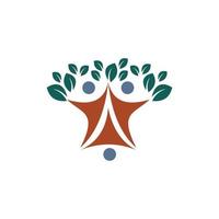 logotipo de empresa de naturaleza de hoja de familia humana vector