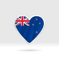 Heart from New Zealand flag. Silver button heart and flag template. Easy editing and vector in groups. National flag vector illustration on white background.