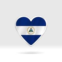 Heart from Nicaragua flag. Silver button heart and flag template. Easy editing and vector in groups. National flag vector illustration on white background.