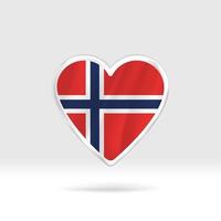 corazón de la bandera de noruega. corazón de botón plateado y plantilla de bandera. fácil edición y vector en grupos. Ilustración de vector de bandera nacional sobre fondo blanco.