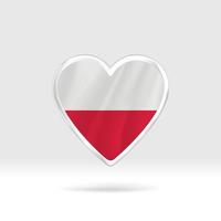 corazón de la bandera de polonia. corazón de botón plateado y plantilla de bandera. fácil edición y vector en grupos. Ilustración de vector de bandera nacional sobre fondo blanco.