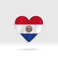 Heart from Paraguay flag. Silver button heart and flag template. Easy editing and vector in groups. National flag vector illustration on white background.